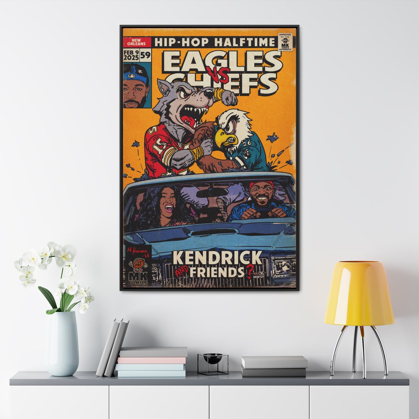 Kendrick & SZA - 2025 Halftime - Eagles vs Chiefs - Gallery Canvas Wraps, Vertical Frame