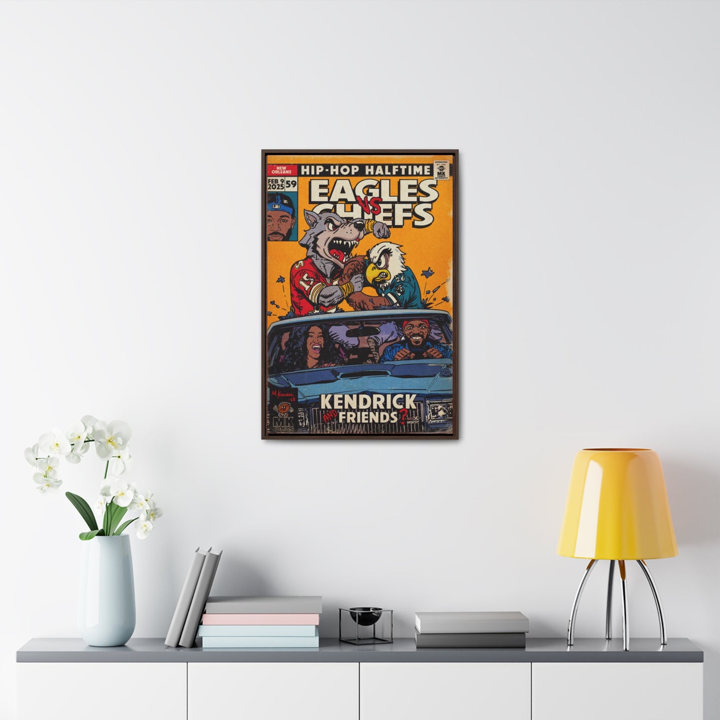 Kendrick & SZA - 2025 Halftime - Eagles vs Chiefs - Gallery Canvas Wraps, Vertical Frame