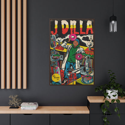 J Dilla - Comic Book Art - Gallery Canvas Wraps, Vertical Frame