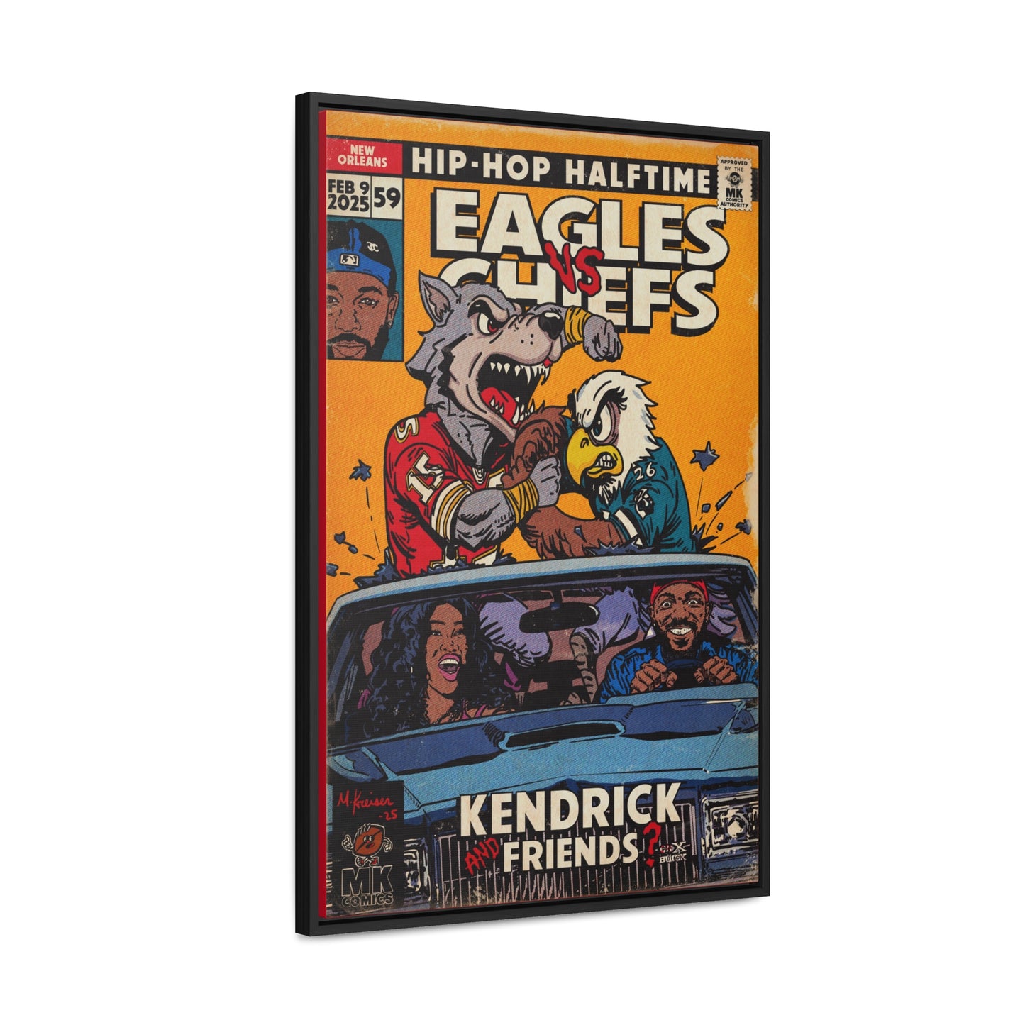 Kendrick & SZA - 2025 Halftime - Eagles vs Chiefs - Gallery Canvas Wraps, Vertical Frame