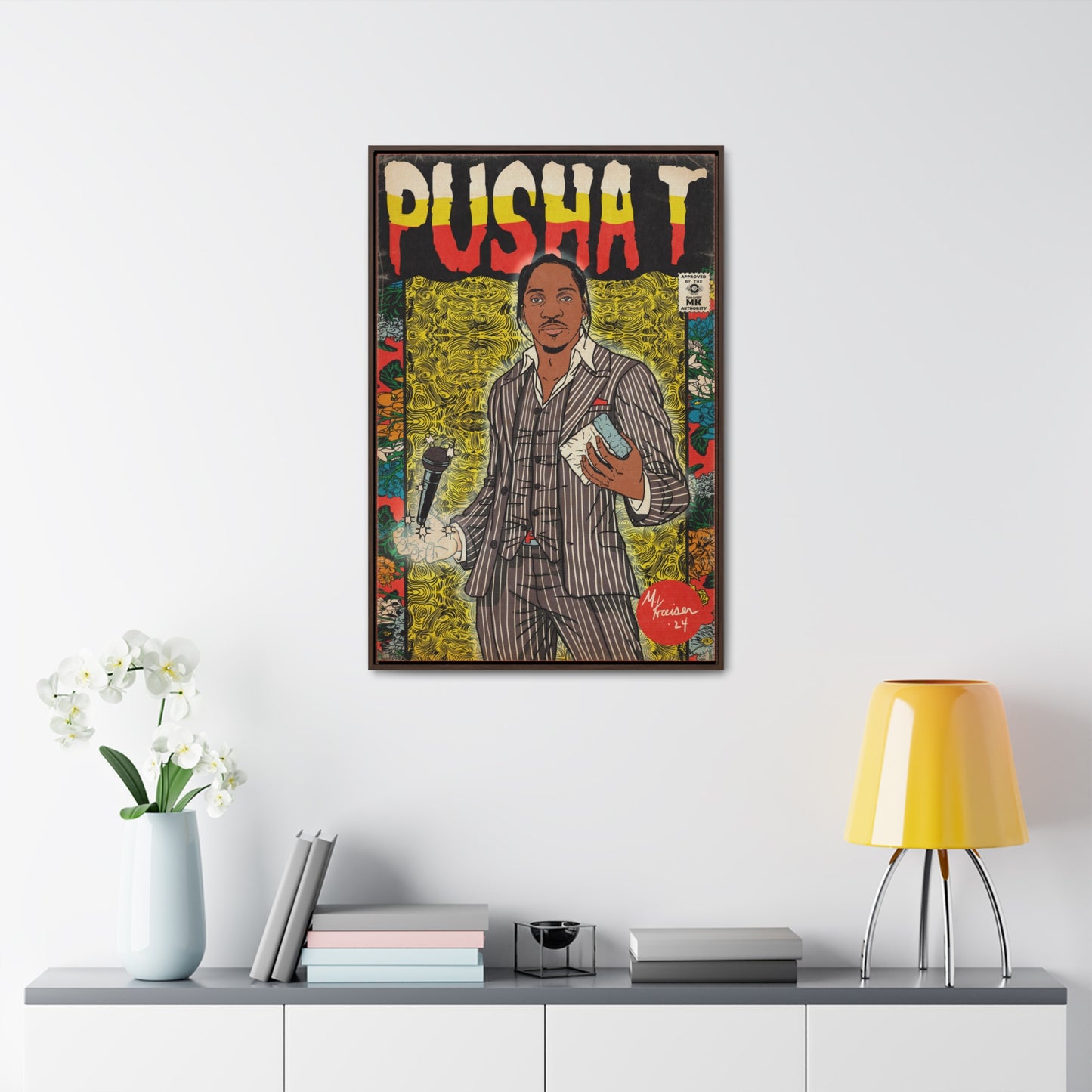 Pusha T - Comic Book Art - Gallery Canvas Wraps, Vertical Frame