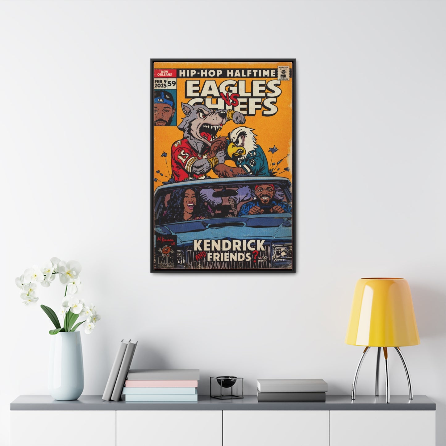 Kendrick & SZA - 2025 Halftime - Eagles vs Chiefs - Gallery Canvas Wraps, Vertical Frame