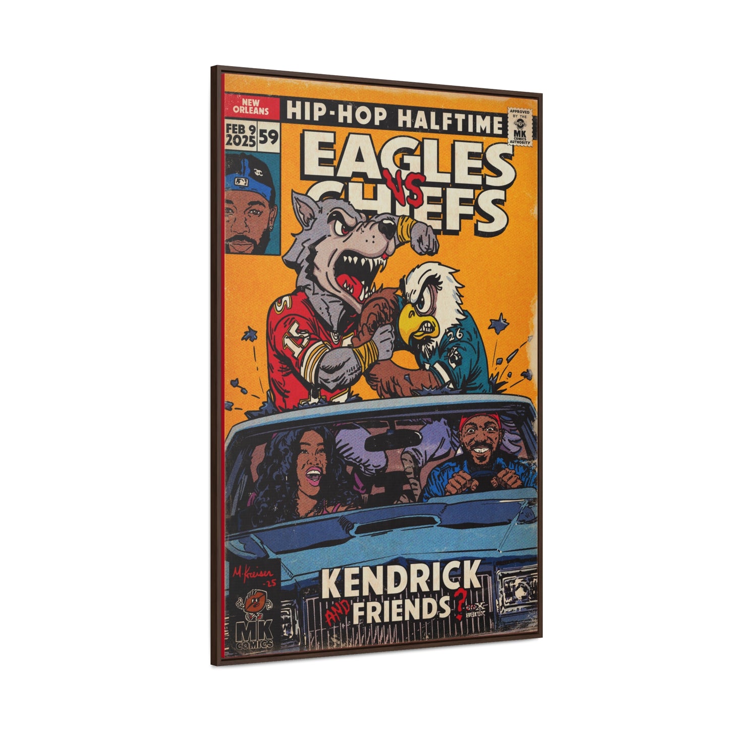 Kendrick & SZA - 2025 Halftime - Eagles vs Chiefs - Gallery Canvas Wraps, Vertical Frame