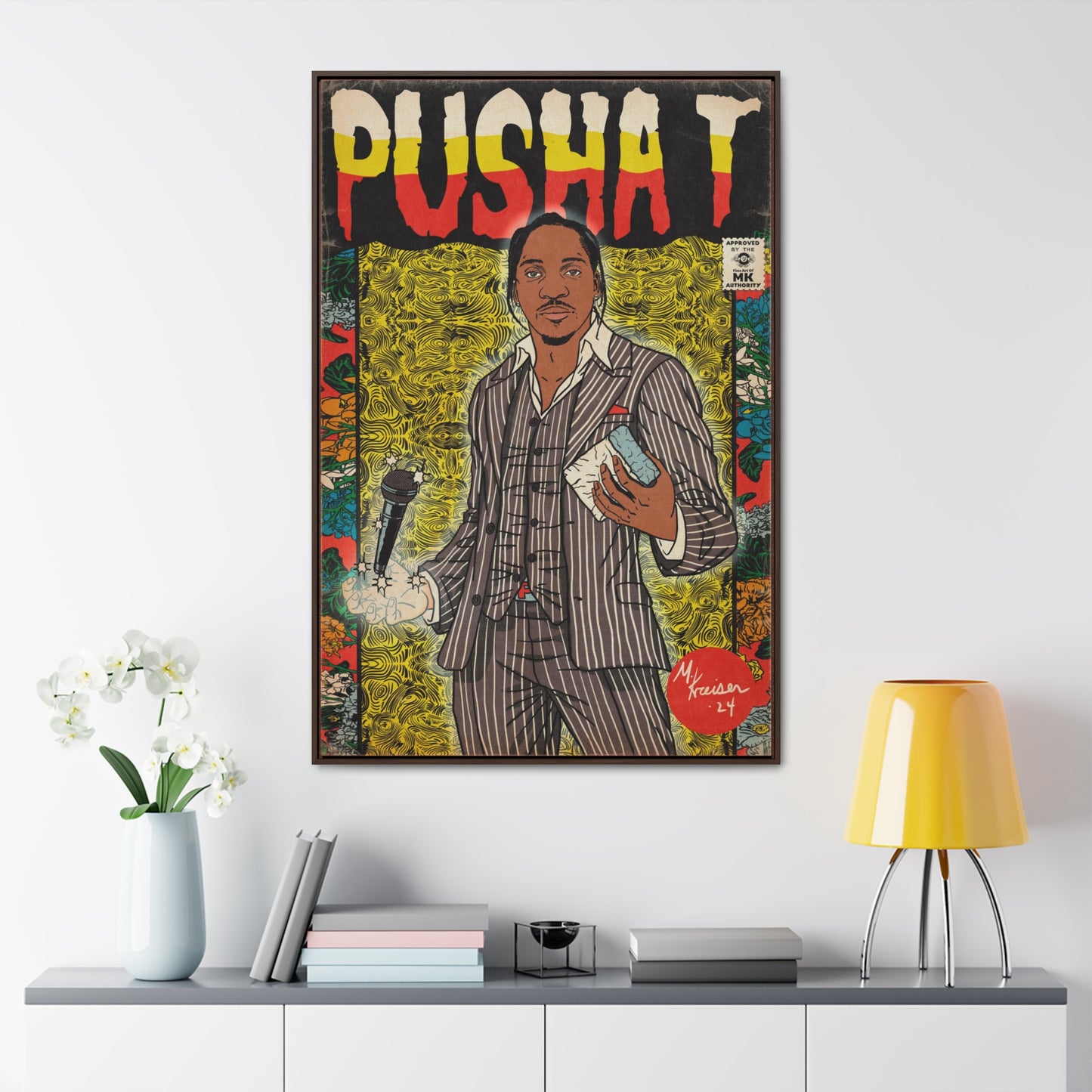 Pusha T - Comic Book Art - Gallery Canvas Wraps, Vertical Frame