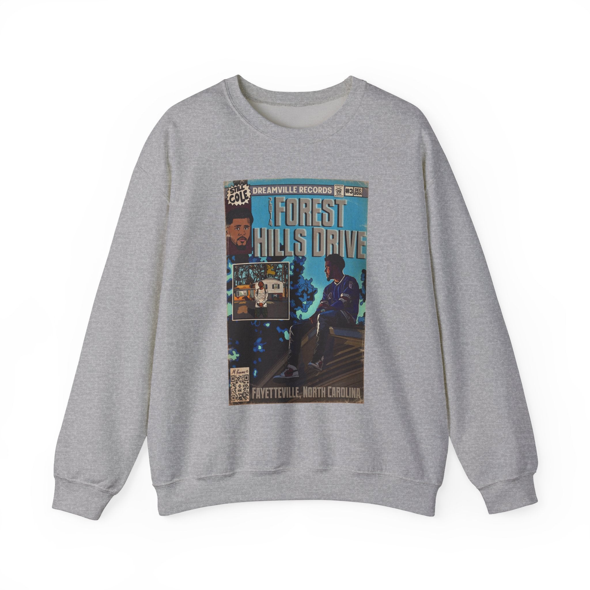 J Cole 2014 Forest Hills Drive Unisex Heavy Blend Crewneck Sweats Fine Art Of MK