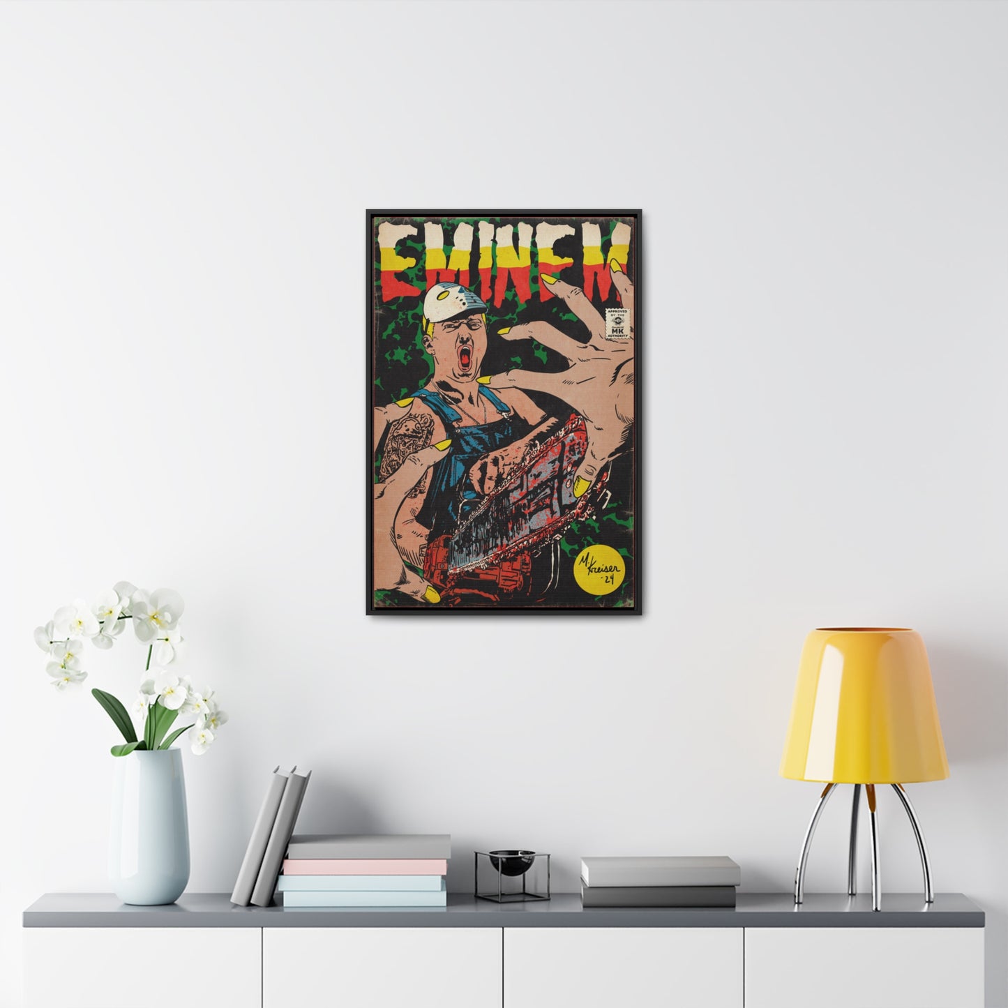 Eminem - Comic Book Art - Gallery Canvas Wraps, Vertical Frame