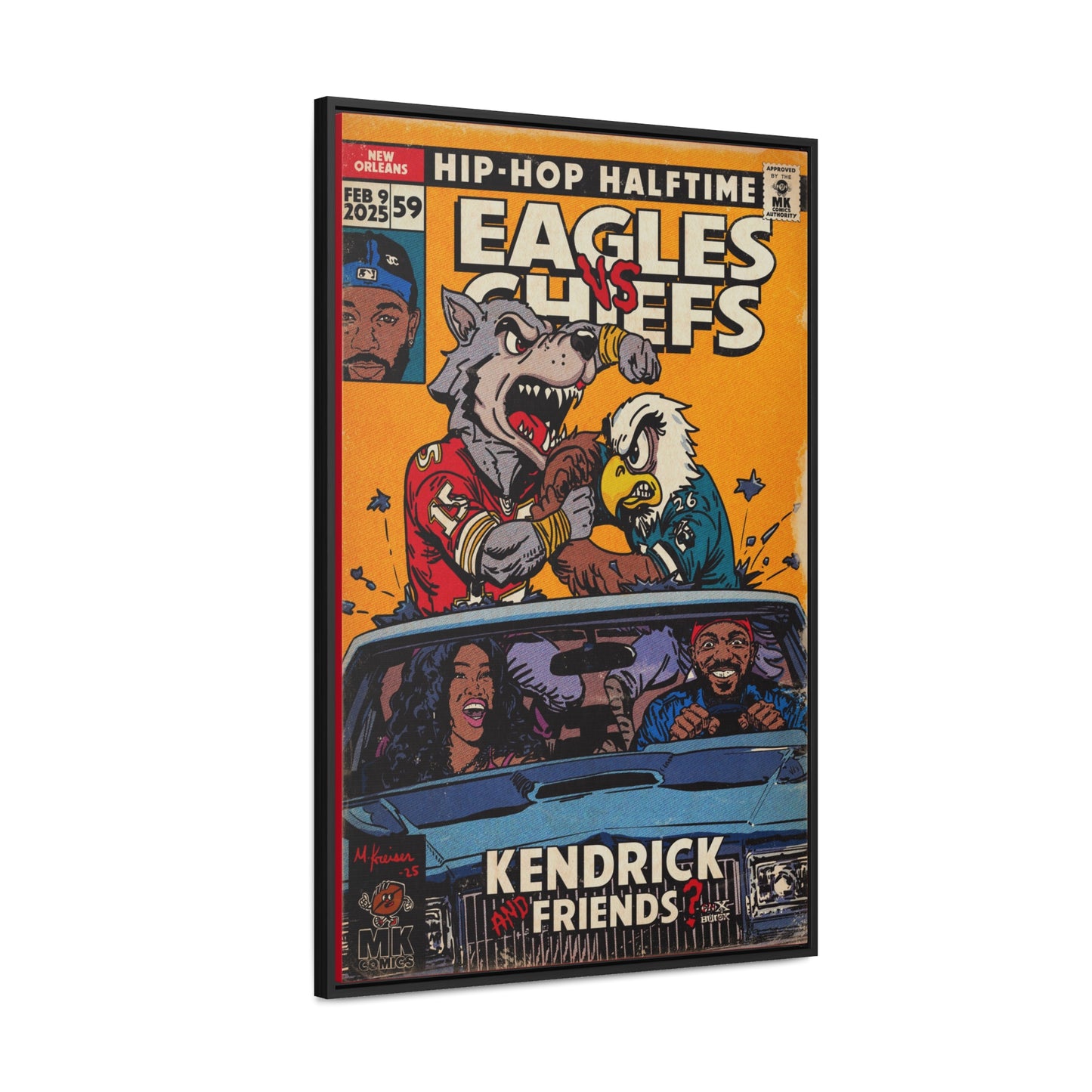 Kendrick & SZA - 2025 Halftime - Eagles vs Chiefs - Gallery Canvas Wraps, Vertical Frame