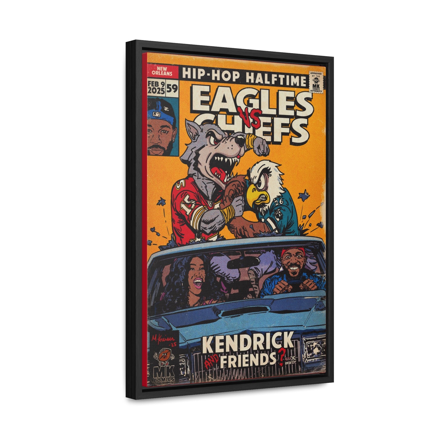 Kendrick & SZA - 2025 Halftime - Eagles vs Chiefs - Gallery Canvas Wraps, Vertical Frame