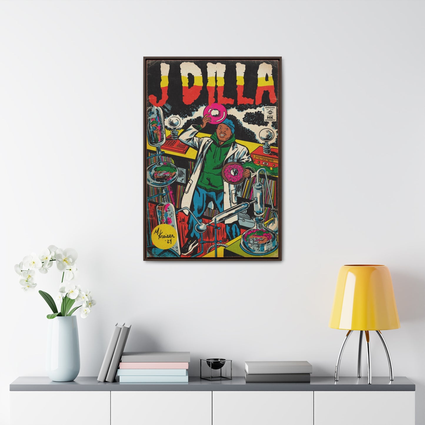 J Dilla - Comic Book Art - Gallery Canvas Wraps, Vertical Frame