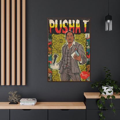 Pusha T - Comic Book Art - Gallery Canvas Wraps, Vertical Frame