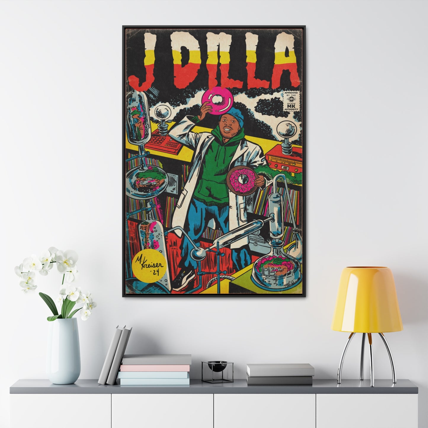 J Dilla - Comic Book Art - Gallery Canvas Wraps, Vertical Frame