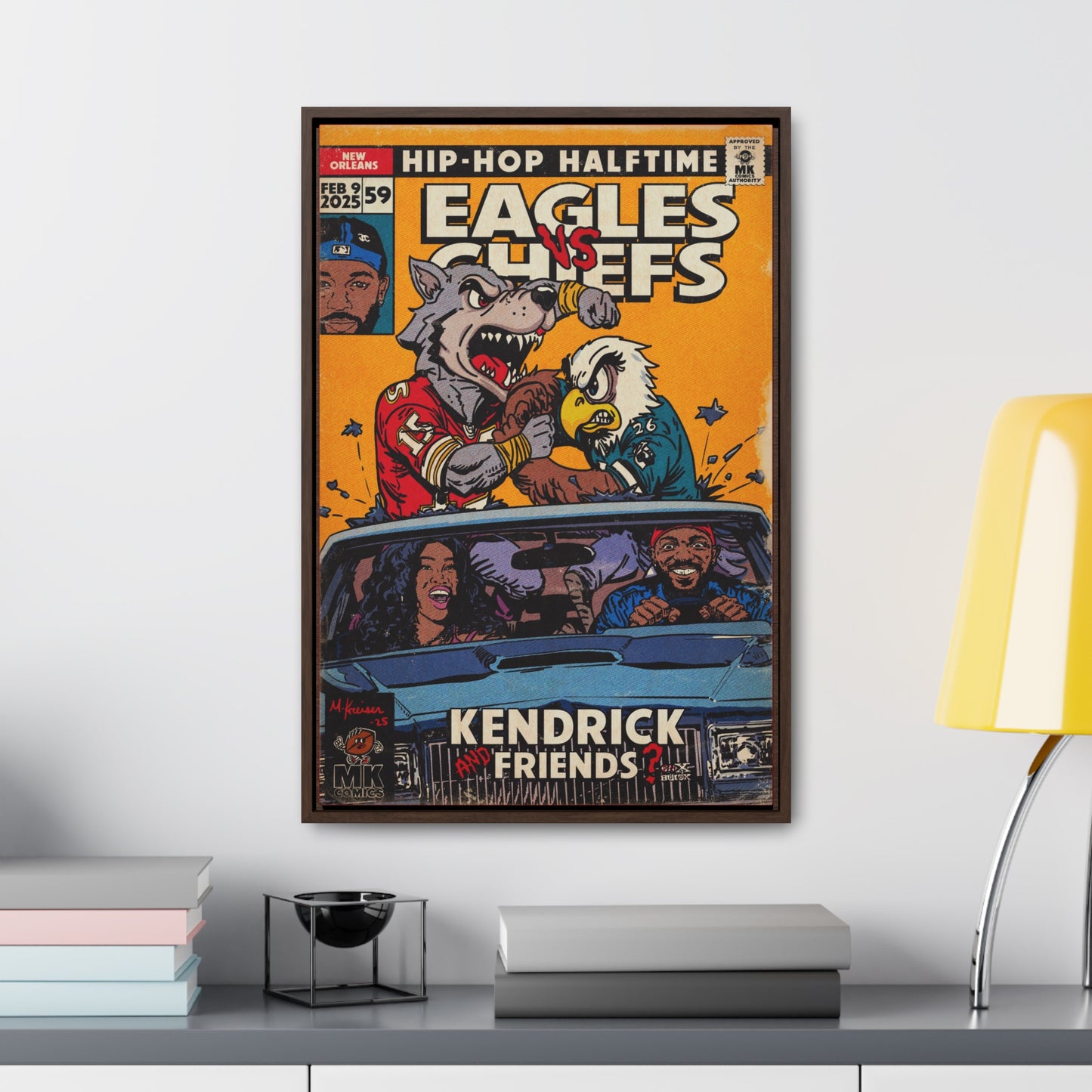 Kendrick & SZA - 2025 Halftime - Eagles vs Chiefs - Gallery Canvas Wraps, Vertical Frame