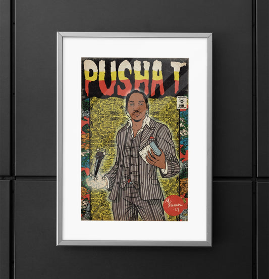 Pusha T - Comic Book Art - Matte Vertical Poster